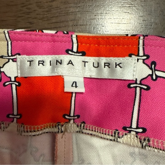 Trina Turk Lahaina Cropped Geometric Multicolor Pants Size 4 Stretch Vacation - Picture 5 of 10